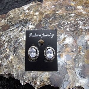 Sterling Silver and Halo Stud Earrings